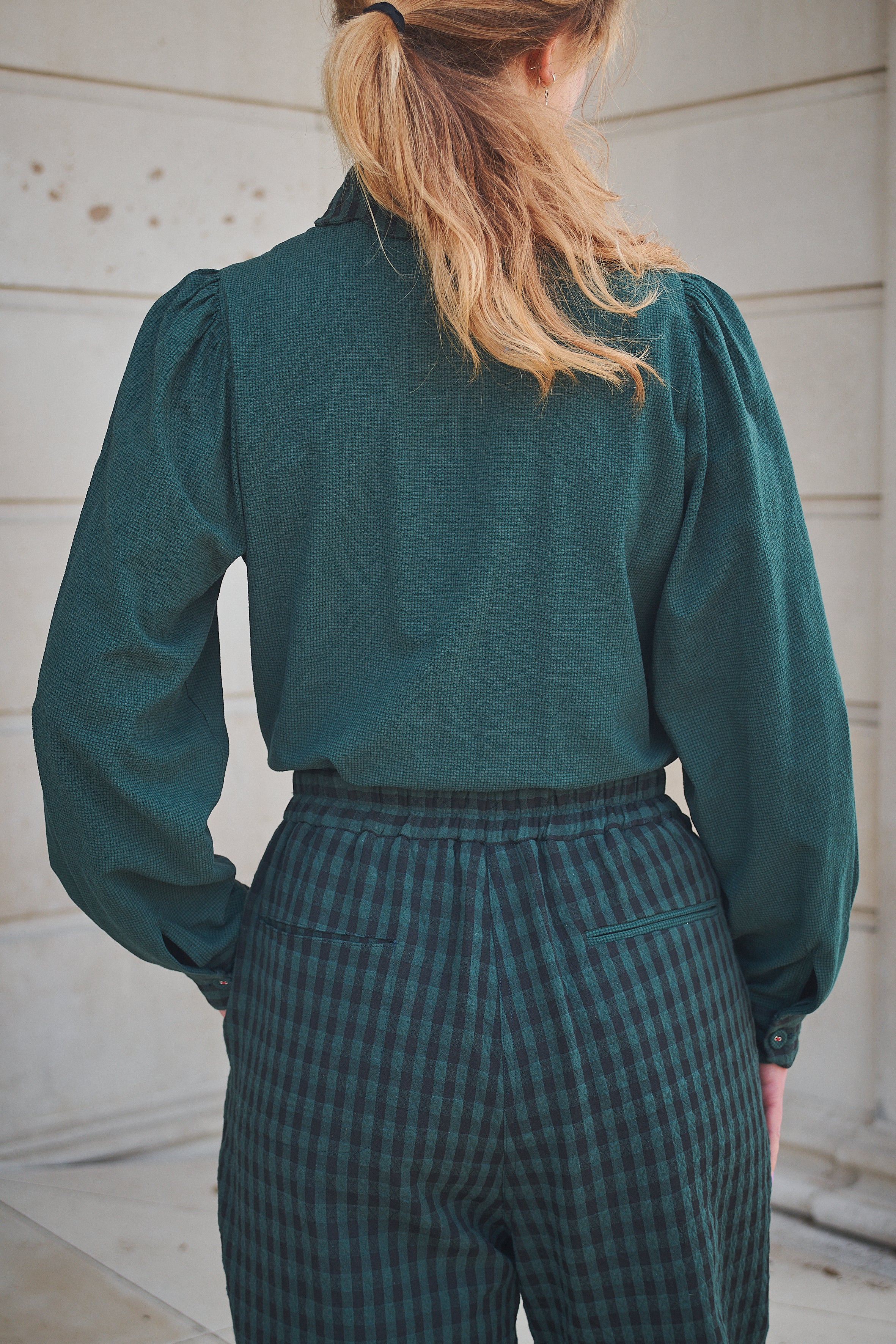 Women wearing Lowie Green Check Trousers