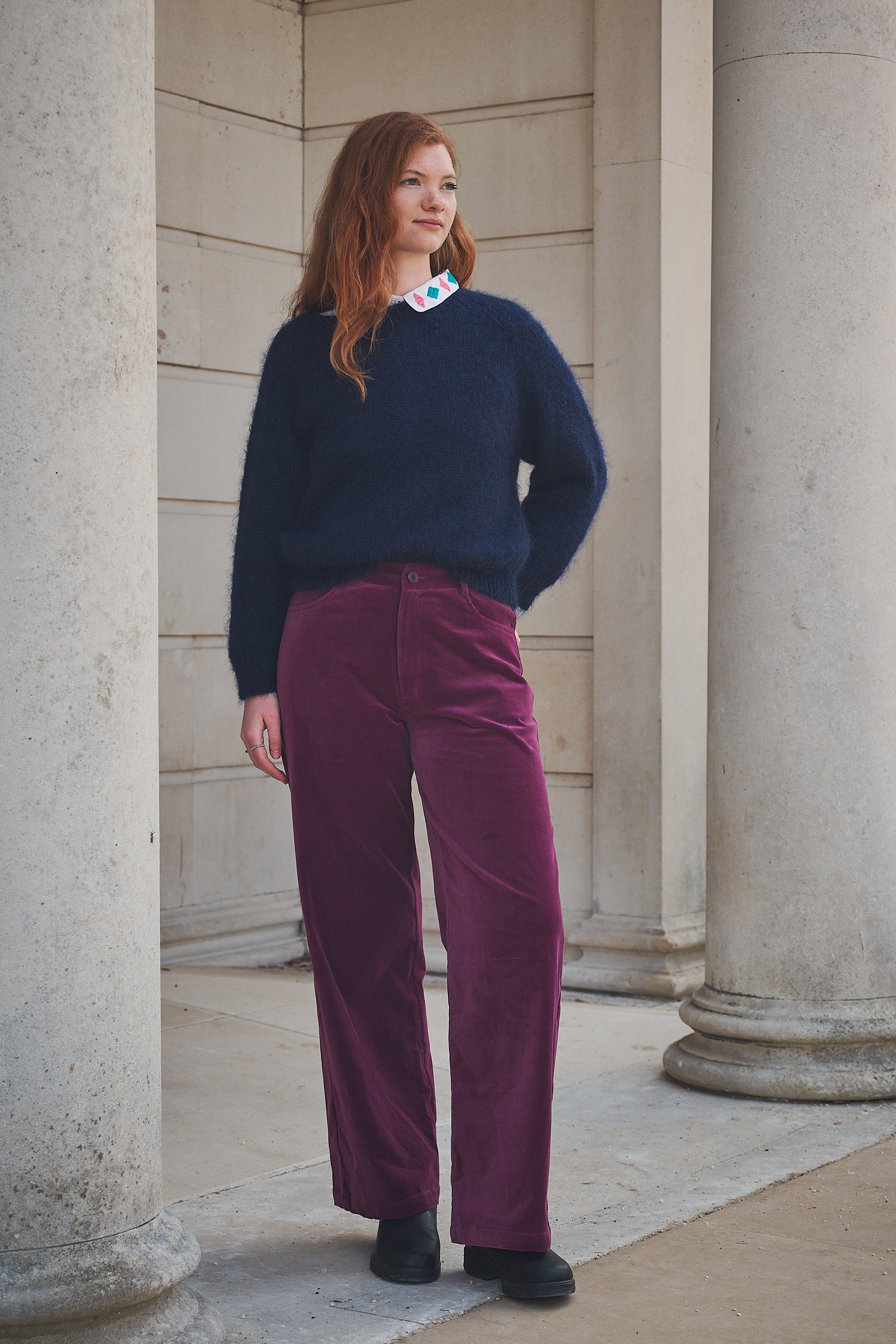 Person Wearing Lowie Magenta trousers 