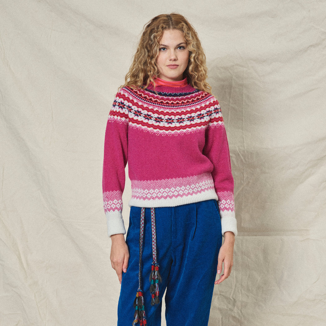 Lowie Pink Caerphilly Fair Isle Jumper