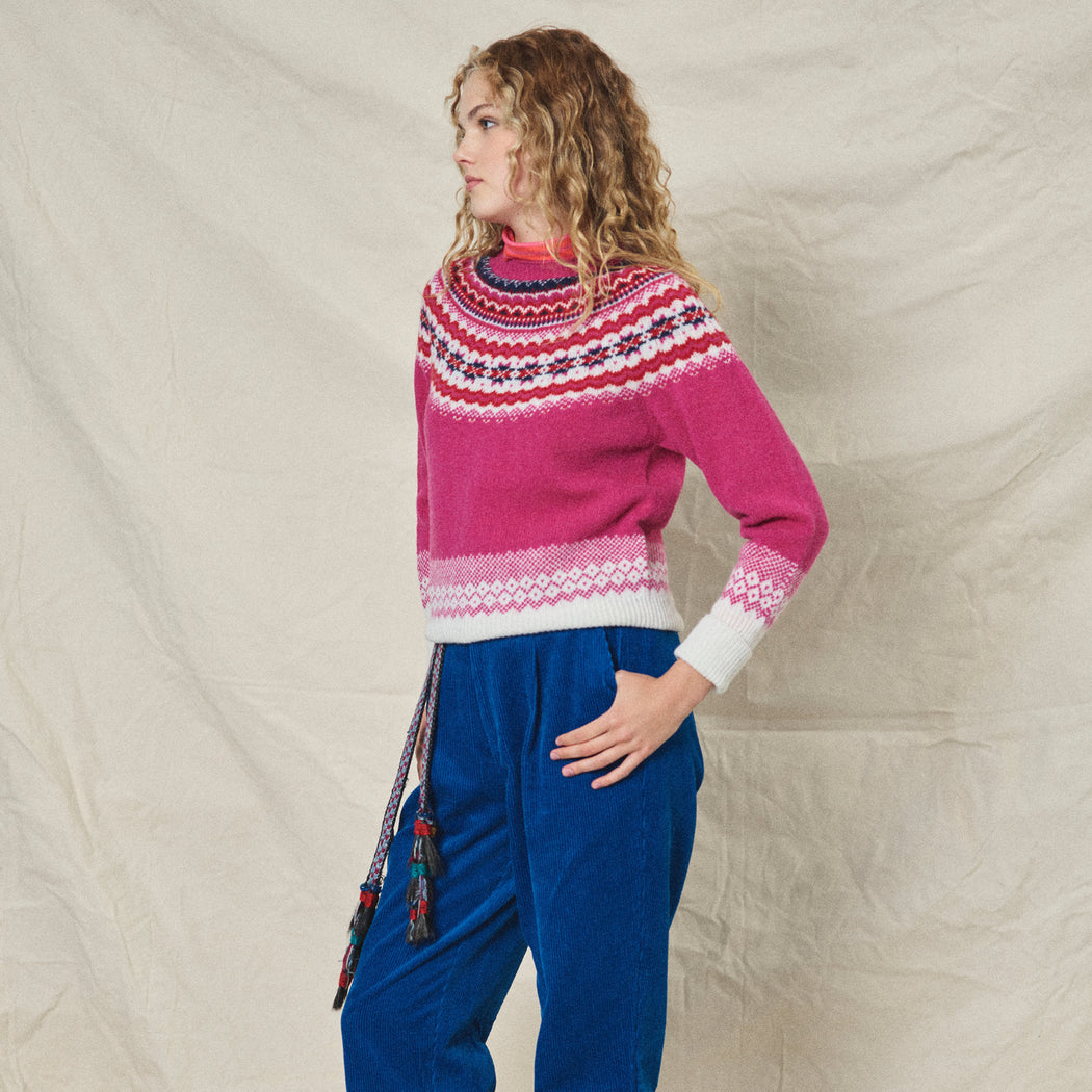 Lowie Pink Caerphilly Fair Isle Jumper