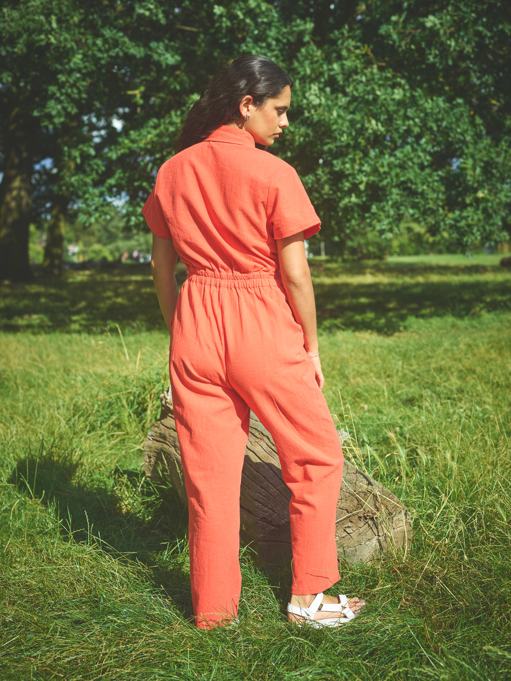 Lowie Cotton Linen Tomato Boilersuit