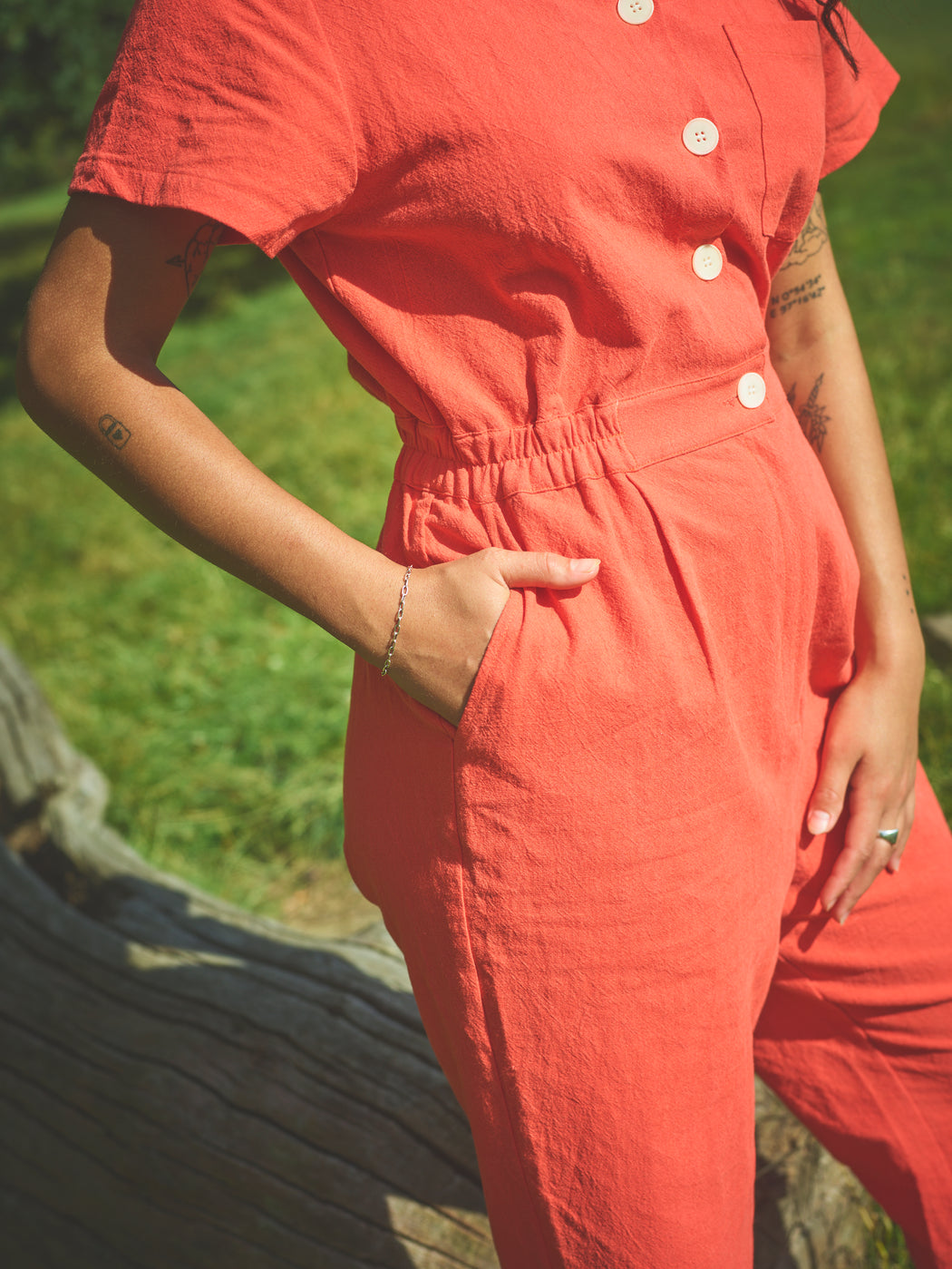 Lowie Cotton Linen Tomato Boilersuit