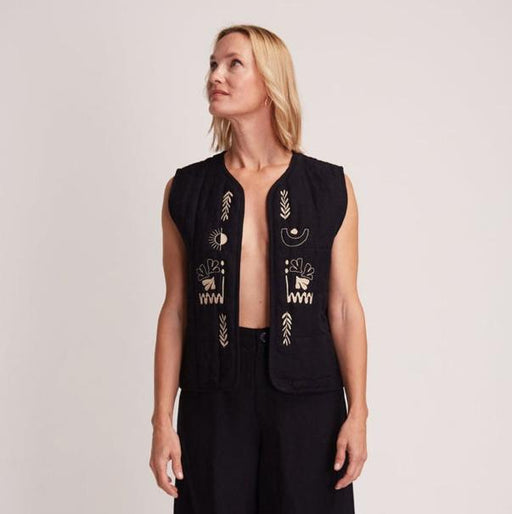 embroidered black vest waistcoat