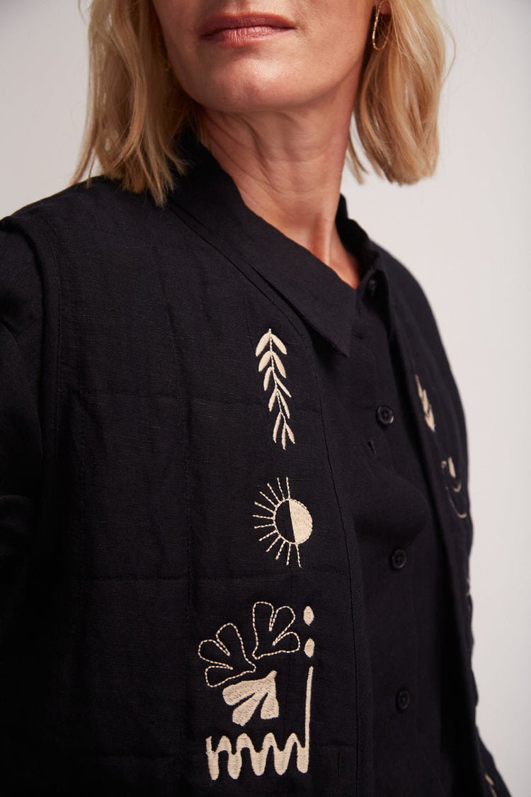 embroidered black vest waistcoat