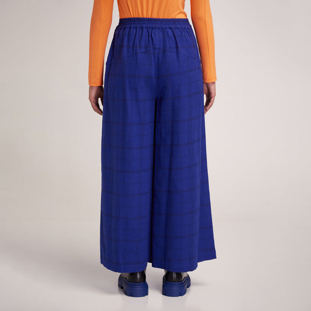 Dadu Blue Check Wide Leg Trousers