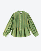 Green textured shirt on a white background