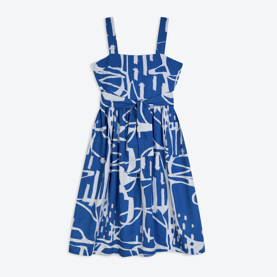 Miss Pompom Blue Paintsplash Strappy Sun dress
