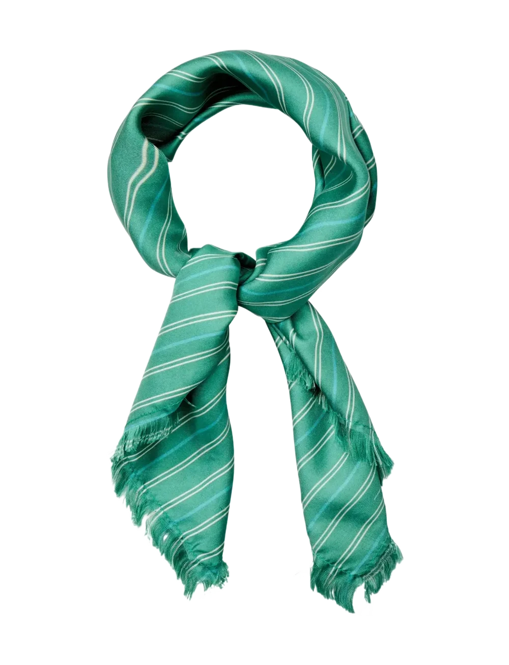 Green striped scarf on a white background