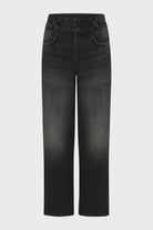 Black jeans on a light gray background