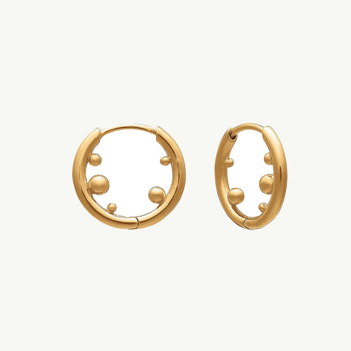 Rachel Jackson Stellar Orb Huggie Hoop Earrings in 22 carat gold plated.