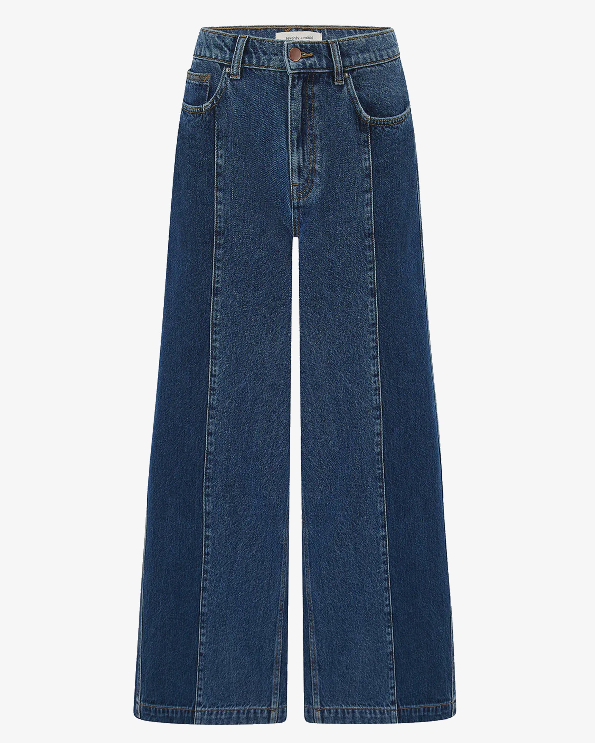 Pair of blue jeans on a white background