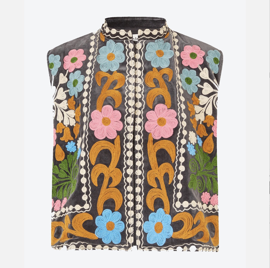 Lollys Laundry Embroidered Floral Vest