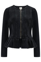 Black peplum jacket on a white background