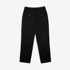 Lowie Black Cotton Drill Flat Front Trouser