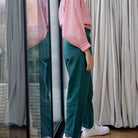 Lowie Sage Cotton Drill Wide Leg Trouser