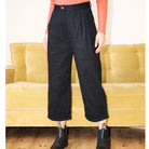 Lowie Black Cotton Drill Wide Leg Trouser