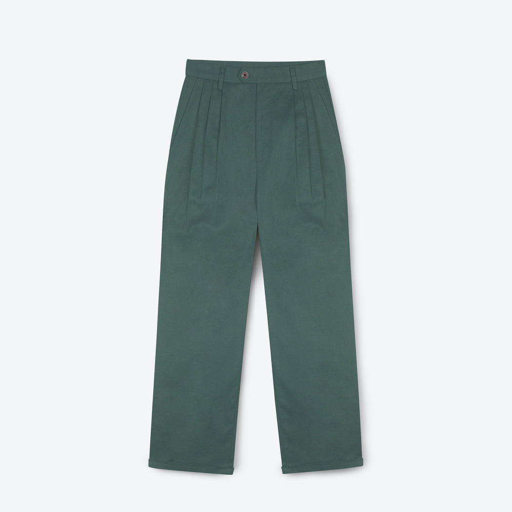 Lowie Sage Cotton Drill Wide Leg Trouser