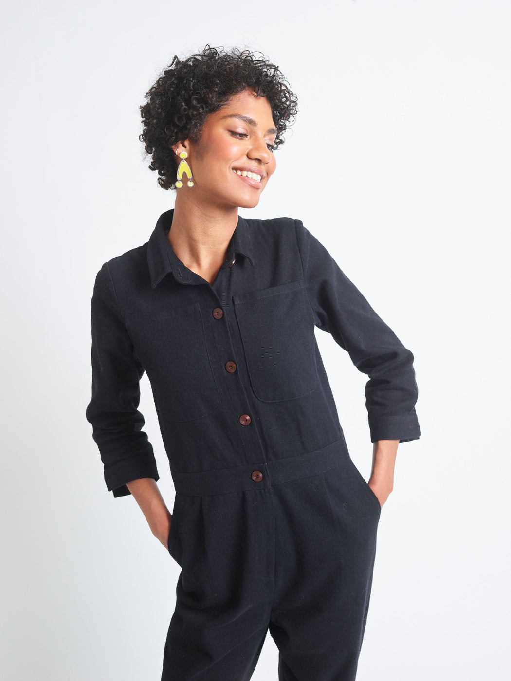 Lowie Black Cotton Drill Boilersuit