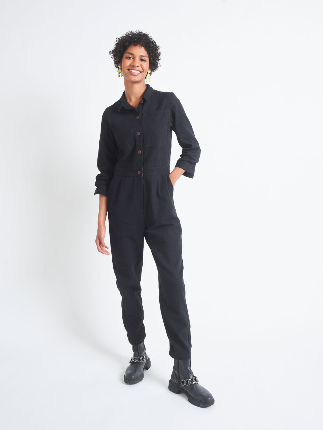 Lowie Black Cotton Drill Boilersuit